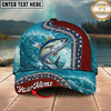 Maxcorners Fishing Cap Patriotic Wave And Zipper Design Multicolor Options Personalized Name (12 Fish Species)