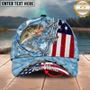 Maxcorners Fishing Cap Patriotic Lace-Up Design Multicolor Options Personalized Name (12 Fish Species)