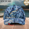 Maxcorners Fishing Cap Blue Water Camo Design Multicolor Options Personalized Name (12 Fish Species)