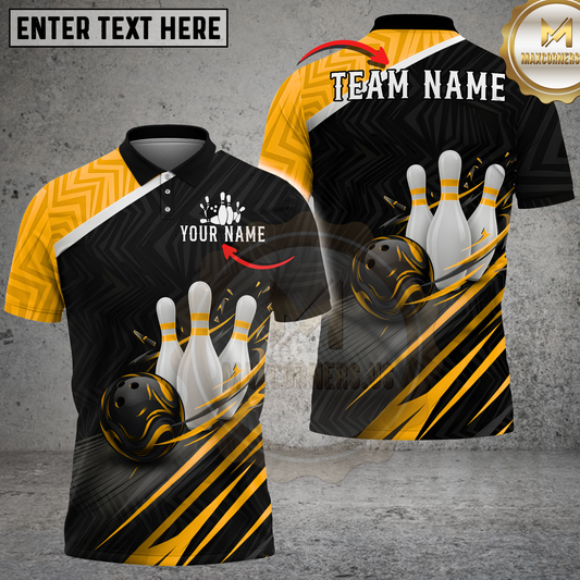 Maxcorners Bowling Strike Motion Graphic Multicolor Options Personalized Name, Team Name 3D Shirt (4 Colors)