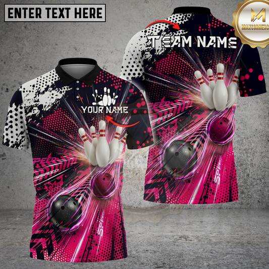 Maxcorners Bowling Strike Speed Graphic Multicolor Options Personalized Name, Team Name 3D Shirt (4 Colors)