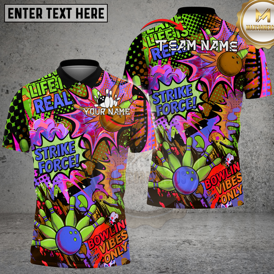 Maxcorners Phoenix Bowling Flame Graphic Multicolor Options Personalized Name, Team Name 3D Shirt (4 Colors)