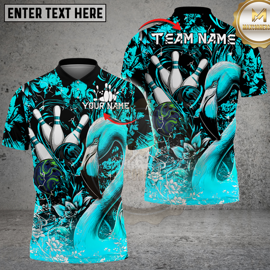 Maxcorners Flamingo Bowling Floral Graphic Multicolor Options Personalized Name, Team Name 3D Shirt (4 Colors)