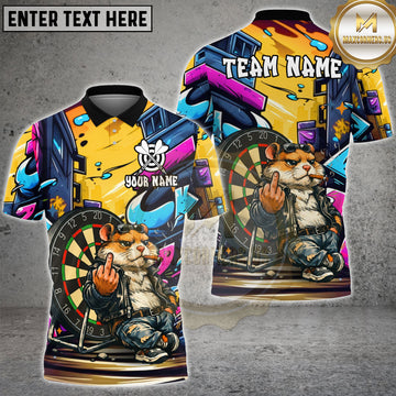 Maxcorners Darts Hamster Graffiti Streetwear Multi Options Personalized Name, Team Name Unisex 3D Shirt (4 Colors)