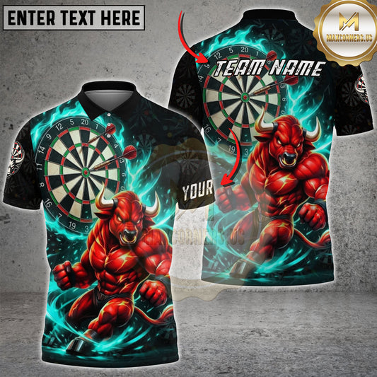 Maxcorners Bull Darts Flaming Dartboard Multi Options Personalized Name, Team Name Unisex 3D Shirt (4 Colors)