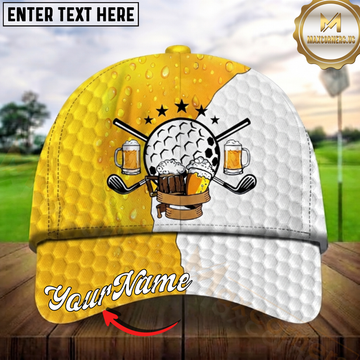 Maxcorners Golf Beer Mug Golf Ball Split Honeycomb Personalized Name 3D Cap