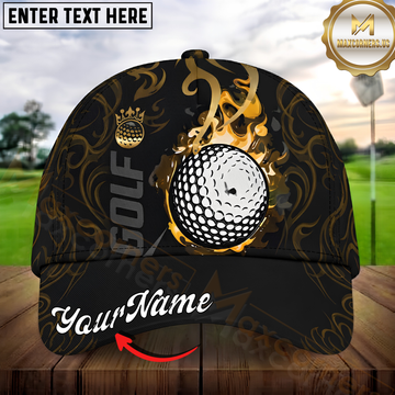 Maxcorners Golf Flaming Golf Ball Luxury Ornamental Pattern Personalized Name 3D Cap