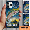 Maxcorners Fishing Blue Target and Offshore Fishing Boat Design Personalized Name Phone Case (12 Fish Species)