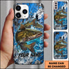 Maxcorners Fishing Blue Ocean and Fishing Boat Design Personalized Name Phone Case (12 Fish Species)
