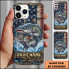 Maxcorners Fishing American Flag Design Personalized Name Phone Case (12 Fish Species)