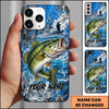 Maxcorners Fishing Blue Ocean and Fishing Boat Design Personalized Name Phone Case (12 Fish Species)