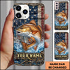 Maxcorners Fishing American Flag Design Personalized Name Phone Case (12 Fish Species)