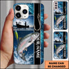 Maxcorners Fishing Hook and Ocean Collage Design Personalized Name Phone Case (12 Fish Species)