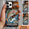 Maxcorners Fishing Orange Grunge and Fishing Rod Design Personalized Name Phone Case (12 Fish Species)