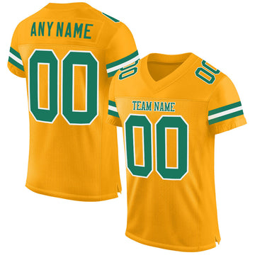 Maxcorners Custom Gold Kelly Green-White Mesh Authentic Football Jersey LM2605