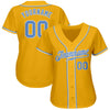 Maxcorners Custom Gold Light Blue-White Authentic Baseball Jersey LM2605