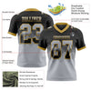 Maxcorners Custom Black Gray-Old Gold Authentic Gradient Square Shape 7V7 Flag Football Jersey LM2605