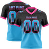 Maxcorners Custom Black Sky Blue-Pink Authentic Gradient Square Shape 7V7 Flag Football Jersey LM2605