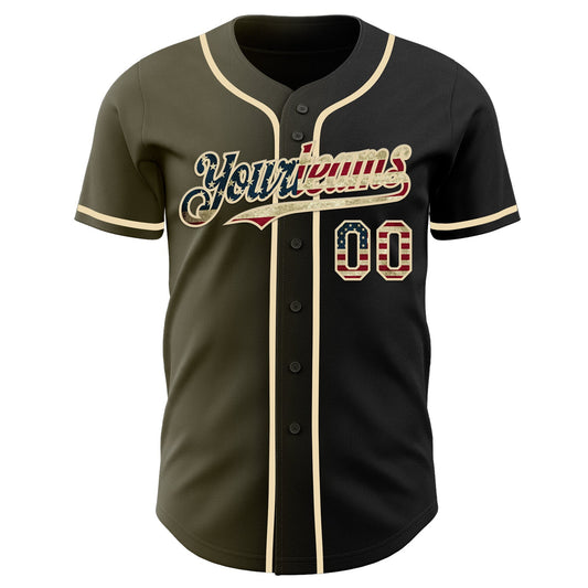 Maxcorners Custom Black Vintage USA Flag-White Premium Baseball Jersey LM0210