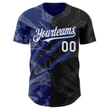 Maxcorners Custom Graffiti Pattern White Black-Royal 3D Scratch Premium Baseball Jersey LM0210