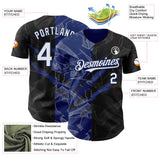 Maxcorners Custom Graffiti Pattern White Black-Royal 3D Scratch Premium Baseball Jersey LM0210
