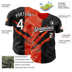 Maxcorners Custom Graffiti Pattern White Black-Orange 3D Scratch Premium Baseball Jerseys LM0210