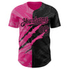 Maxcorners Custom Graffiti Pattern Black-Pink 3D Scratch Premium Baseball Jersey LM0210