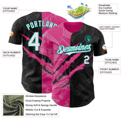 Maxcorners Custom Graffiti Pattern White Black Pink-Aqua 3D Scratch Premium Baseball Jersey LM0210