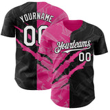 Maxcorners Custom Graffiti Pattern White Black-Pink 3D Scratch Premium Baseball Jerseys LM0210