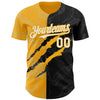 Maxcorners Custom Graffiti Pattern White Black-Gold 3D Scratch Premium Baseball Jersey LM0210
