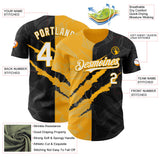 Maxcorners Custom Graffiti Pattern White Black-Gold 3D Scratch Premium Baseball Jersey LM0210