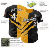 Maxcorners Custom Graffiti Pattern White Black-Gold 3D Scratch Premium Baseball Jerseys LM0210