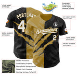 Maxcorners Custom Graffiti Pattern White Black-Old Gold 3D Scratch Premium Baseball Jersey LM0210