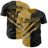 Maxcorners Custom Graffiti Pattern Black-Old Gold 3D Scratch Premium Baseball Jersey LM0210