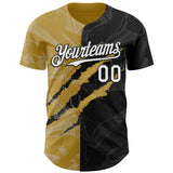 Maxcorners Custom Graffiti Pattern White Black-Old Gold 3D Scratch Premium Baseball Jerseys LM0210