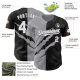 Maxcorners Custom Graffiti Pattern White Black-Gray 3D Scratch Premium Baseball Jersey LM0210