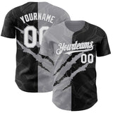 Maxcorners Custom Graffiti Pattern White Black-Gray 3D Scratch Premium Baseball Jersey LM0210