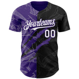 Maxcorners Custom Graffiti Pattern White Black-Purple 3D Scratch Premium Baseball Jersey LM0210