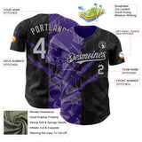Maxcorners Custom Graffiti Pattern Gray Black-Purple 3D Scratch Premium Baseball Jersey LM0210