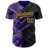Maxcorners Custom Graffiti Pattern Old Gold Black-Purple 3D Scratch Premium Baseball Jersey LM0210