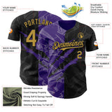 Maxcorners Custom Graffiti Pattern Old Gold Black-Purple 3D Scratch Premium Baseball Jersey LM0210