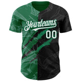 Maxcorners Custom Graffiti Pattern White Black-Kelly Green 3D Scratch Premium Baseball Jersey LM0210