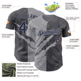 Maxcorners Custom Graffiti Pattern Navy Steel Gray-Gray 3D Scratch Premium Baseball Jersey LM0210