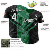 Maxcorners Custom Graffiti Pattern White Black-Kelly Green 3D Scratch Premium Baseball Jerseys LM0210