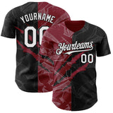Maxcorners Custom Graffiti Pattern White Black-Crimson 3D Scratch Premium Baseball Jersey LM0210