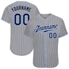 Maxcorners Custom Gray Navy Pinstripe Navy-Light Blue Authentic Baseball Jersey LM2605
