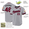 Maxcorners Custom Gray Maroon-Black Authentic Throwback Baseball Jersey LM2605