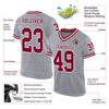 Maxcorners Custom Gray Maroon-White Mesh Authentic Throwback Football Jersey LM2605