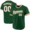Maxcorners Custom Green White-Old Gold Authentic Throwback Baseball Jersey LM2605