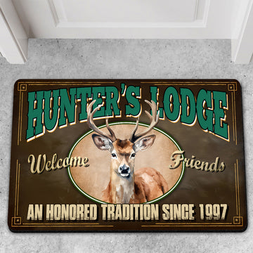 Maxcorners Personalized Hunter Lodge Deer Doormat - Custom Year, Rustic Cabin Welcome Mat for Hunters & Outdoor Decor LM1611